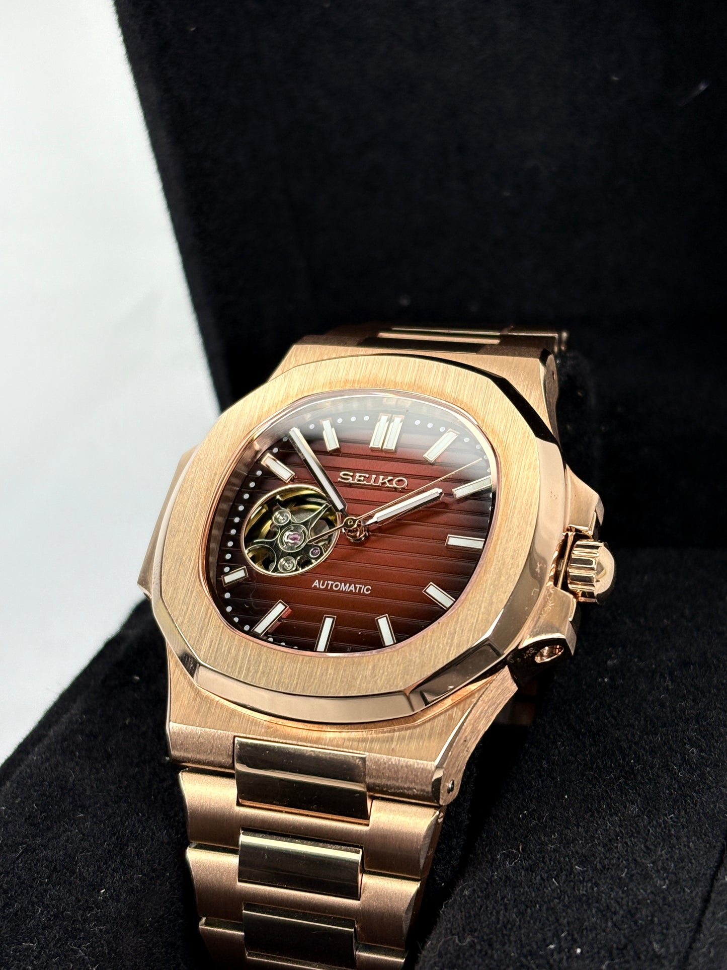 Seiko mod rosegold - nautilus «open heart»